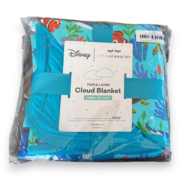 Little Sleepies Disney Nemo's Reef Cloud Blanket Finding Nemo NIB - Picture 2 of 2